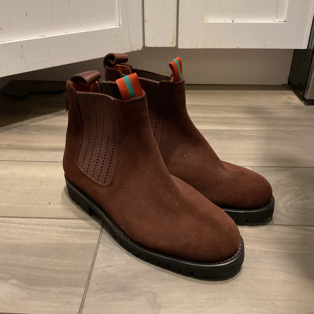 NEW Penelope Chilvers Brown Suede Leather Ankle Dress Boots Shoes sz 41.5, 10.5